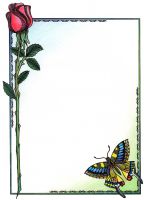 studio1world bahai inspired art - Drawing - Rose & butterfly (colored)